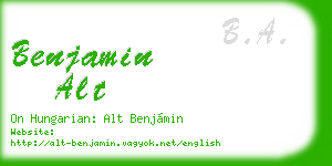 benjamin alt business card