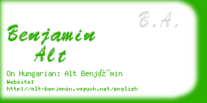 benjamin alt business card